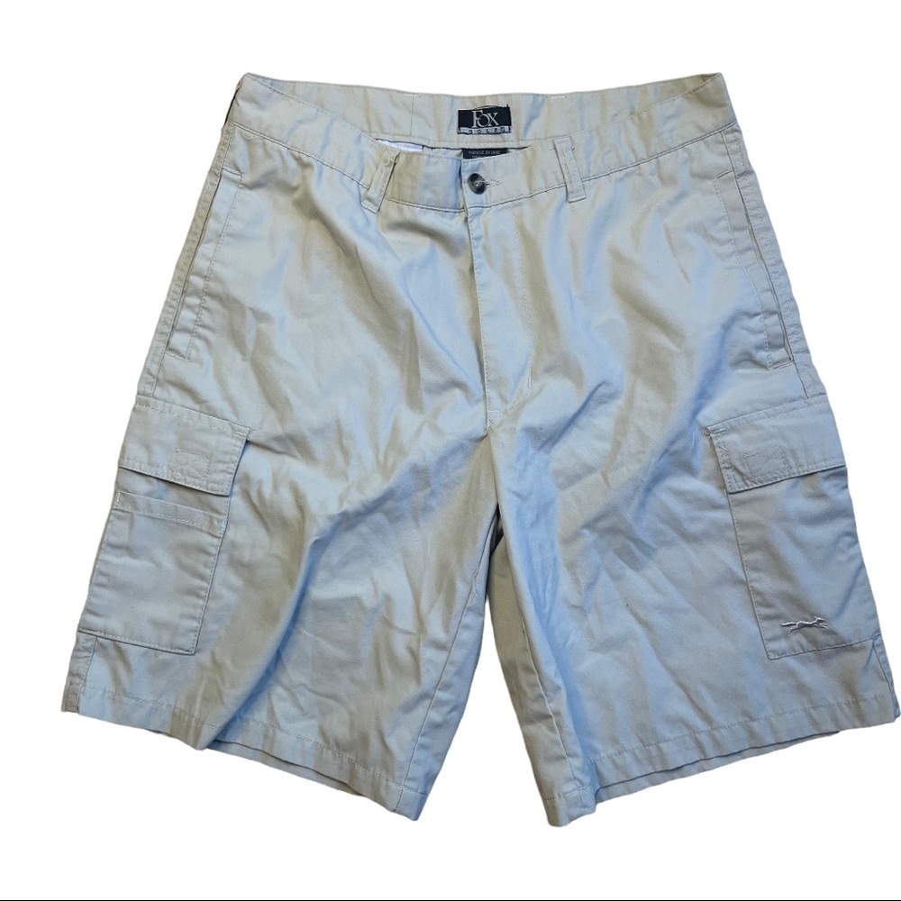 Fox Golf Men's Size 32 Khaki Tan Cargo Preppy Flat Front Golf Shorts